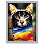Street Cat Third Eye Psy-Fi Portrait Artwork Framed Wall Art Print A4