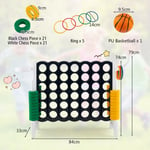 Giant 4 in a Row Game Jumbo Connect 4 Garden Games w/42 Rings Basketball Hoop