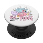 Flamingo Go With The Float Summer Pool Party Vacation Cruise PopSockets Swappable PopGrip