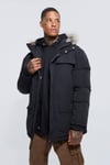 Men's Faux Fur Hooded Arctic Parka - Black - L, Black