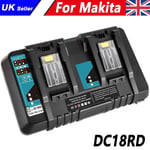 For Makita DC18RD 18V LXT LI-ION Twin Port Rapid Battery Charger Dual Port UK