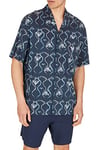 Emporio Armani Men's Graphic Patterns Short Sleeve Dress Shirt, Eagle All-Over, L