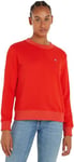 Calvin Klein Jeans Women Sweatshirt Badge Crew Neck no Hood, Red (Fiery Red), L