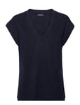 Linen-Blend V-Neck Vest Tops T-shirts & Tops Short-sleeved Navy GANT