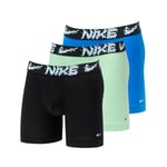 NIKE 0000KE1157 Men's Boxer Brief 3Pk Underwear in Dri-Fit Essential Micro, Set of 3 Boxer Briefs, Photo Blue/Vapor Green/Black Alcmy Wb, XS