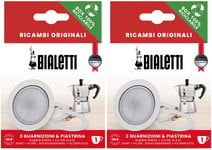 2x Bialetti 3 Gaskets With 1 Filter For 1 Cup, Spare Replacement - Coffee Maker