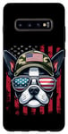 Coque pour Galaxy S10+ Boston Terrier 4 juillet Drapeau USA Papa Amérique Père Amérique Hommes Garçons
