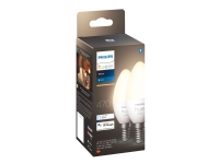 Philips Hue - LED-glödlampa - form: ljus - E14 - 5.5 W (motsvarande 40 W) - klass F - varmt vitt ljus - 2700 K - vit (paket om 2)