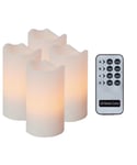 Advent LED kubbelys, høyde 10 cm, med fjernkontroll, pakke 4, Hvit voks