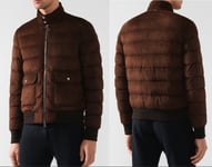 Moncler GIBRAN Leather Suede Bomber down Jacket Bomber Jacket New XXL