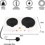 NEW ELECTRIC TWIN PORTABLE DOUBLE HOB PLATE TABLE TOP HOTPLATE 2500W FOOD WARMER