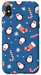 Coque pour iPhone X/XS Pingouins Chaussettes Flocons de neige Sucre Canne à sucre Bonbons