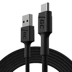 Green Cell Câble USB-A - USB-C Typ-C 2m Chargeur Cable noir compatible pour Samsung Galaxy S23 S22 S21 S20 Ultra S10 S9 S8+ | Note 20 10 9 8 | Téléphones Android