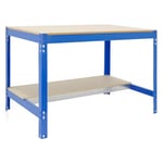 SimonRack Etabli d’Atelier, Capacité de Charge 600 kg, 842x1210x760 mm, Table de Travail Bricolage, Bleu/Bois - BT0