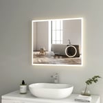 Heilmetz - Miroir de salle de bain avec éclairage Miroir de salle de bain led 75x65cm Interrupteur Tactile, Anti-buée, Loupe 3X, Bluetooth Lumière