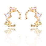 2 Guld Earcuff Ear Cuff Örhängen i Stål -Kristaller Olika Färger Guld