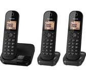 PANASONIC KX-TGC413EB Cordless Phone - Triple Handsets, Black, Black