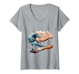 Womens Sunset Brush Strokes . Colorful Watercolor Painting V-Neck T-Shirt