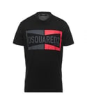 Dsquared2 Mens Built Tuff Boxed Logo Black T-Shirt Cotton - Size X-Large