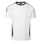 ID PRO Wear T-shirt med kontrastfarve, 0302 hvid, str. XS