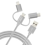 Charge and Sync Cable 3 in 1, 1.2m Grey