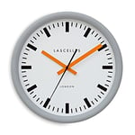 Roger Lascelles Clocks Wall Clock, Metal, Grey/Orange/White, M