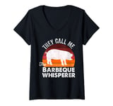 Womens Barbeque Grill They Call Me BBQ Whisperer Grilling Smoker V-Neck T-Shirt