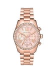 Michael Kors Lexington Chronograph Ladies Watch Stainless Steel, Rose Gold, Women