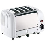 Dualit Classic 4 Slice Vario Toaster | Stainless Steel, Hand Built in The UK | Replaceable Proheat Elements | Heat Two or Four Slots, Defrost Bread, Mechanical Timer | Replaceable Parts | White, 40355