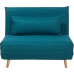 Beliani - Canapé Chauffeuse en Tissu Bleu Convertible en Lit Confortable et Pratique pour Chaque Salon au Style Moderne Bois clair