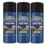 3x Hammerite Direct To Rust Smooth Black Aerosol Quick Drying Spray Paint 400ml