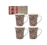 William Morris Mugs Set of 4 Honeysuckle Tea Coffee Cups Gift Boxed