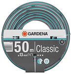 Set de tuyaux Classic 13mm (1/2 pouce) 50m GARDENA, pression d'éclatement 22 bar ; contient tuyau Classic 13mm (1/2 pouce) 50m et dévidoir CleverRoll M, capacité jusqu'à 60m