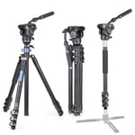 ARTCISE RF70 73.4" Professional Heavy Duty Video Tripod Fast Flip Lock Panoramic Fluid Head with Half Ball Bowl for Digital DSLR Camera Camcorder