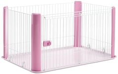 Iris Ohyama, Parc pour Chien Intérieur, Extérieur avec Porte Verrouillable, H60cm, Rose, Sans Toit, Cloture, Enclos, Cage, Chenil, en Grille, pour Chat, Chiot, Lapin, Rongeur, Plastique, CLS-1130