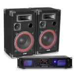 2x MAX  10" Party PA Speakers + Amplifier + Cables Disco DJ Sound System 600W