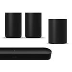 Sonos Beam Gen 2 Soundbar with Sonos Era 100 Pair & Sonos Sub Mini - Black