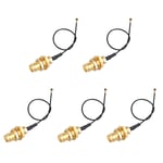 Jopto 5PCS 10CM/ 3.94 inch Length SMA Female Bulkhead to U.FL RF 0.81 IPX-4 MHF4 Mini PCI Pigtail Antenna Black WiFi Cable IPEX Aerial Extension Connector for Mini PCI to PCIE Card Wireless LAN WLAN