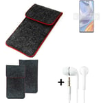 Case for Motorola Moto E32s dark gray red edges Cover + earphones