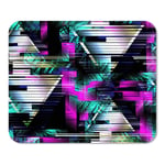 Mousepad Computer Notepad Office 1980 Retrowave Glitch Cyberpunk Digital Gradient and Abstract Chrome Home School Game Player Computer Worker Inch