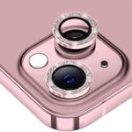 Hat Prince Glitter Linsskydd Aluminium + Glas iPhone 15 rosa
