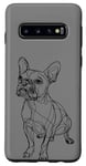 Coque pour Galaxy S10 Boston Terrier Dog Line Art Minimaliste Mom Dad