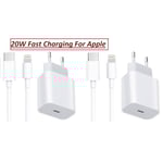 2 Pack iphone 20 W Snabb Laddare med 2 Pack 2 M kabel