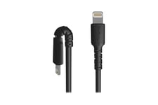 StarTech.com 1m tålig, svart USB-C till Blixtkabel - Hård, tålig aramifiber USB typ A till Blixtladdare/synkron strömsladd - Apple MFi-certifierad iPad/iPhone 12 - Lightning-kabel - Lightning / USB 2.0 - 1 m