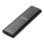 PHILIPS Portable External SSD 1 to - Ultra Fin SATA Ultra Speed ​​USB-C - USB, Vitesse de Lecture jusqu'à 540 Mo/s, Vitesse d'écriture jusqu'à 540 Mo/s, Aluminium