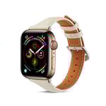 Apple Watch 45mm Series 9 Smalt armband i äkta läder, beige