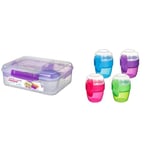 Sistema Bento Box to GO | Lunch Box with Yoghurt/Fruit Pot | 1.65 L | BPA-Free | Assorted Colours & Snack Capsule to Go | with 2 Compartments & Spork | 515 ml | Assorted Colours