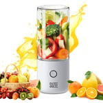 SUZEE Portable Blender for Personal Smoothie, 450mL Mini USB Rechargeable Juice Cup for Home, Sports, Outdoors, White