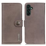KHAZNEH För Samsung Galaxy A35 5G Läderfodral Stativ Kohud Texture Telefonskydd Plånbok - Khaki