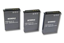 INTENSILO 3x Li-Ion batterie 1000mAh (3.7V) pour appareil photo caméscope vidéo Nikon CoolPix A1000, B600 ou encore EN-EL12.